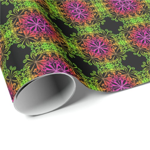 Elegant botanical boho colorful mandala  wrapping paper