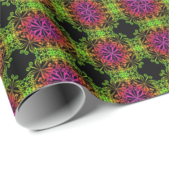 Elegant botanical boho colorful mandala  wrapping paper (Roll Corner)