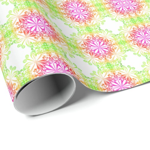 Elegant botanical boho colorful mandala  wrapping paper