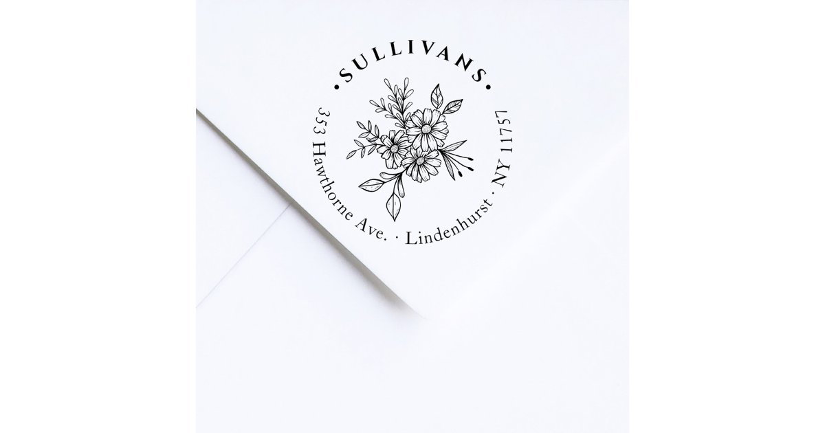 Elegant Botanical Bouquet Custom Return Address Self-inking Stamp | Zazzle