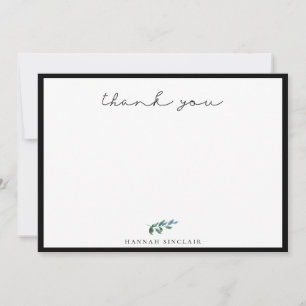 Elegant Botanical Branch Black Thank You Note Card