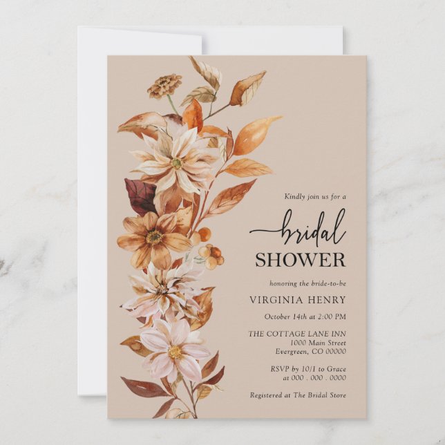 Elegant Botanical Bridal Shower Invitation (Front)