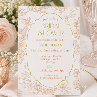 Elegant Botanical Bridal Shower | Minimalist Flora Invitation