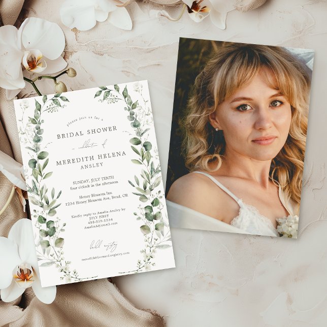 Elegant Botanical Bridal Shower Photo Invitation (Creator Uploaded)