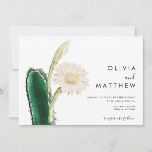 Elegant botanical cactus vintage desert wedding invitation