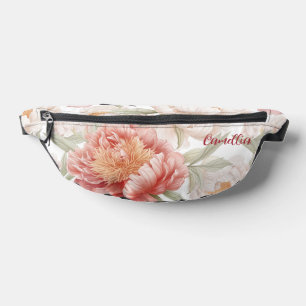 Elegant Botanical Camellia Pink Pastel Custom Fanny Pack