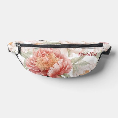 Elegant Botanical Camellia Pink Pastel Custom Fanny Pack