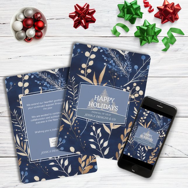 Elegant Botanical Christmas Corporate Business Holiday Card (Creator Uploaded)