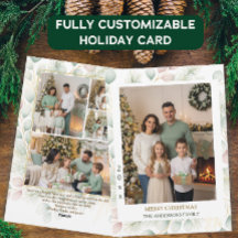 Elegant Botanical Christmas Family Photo Collage H