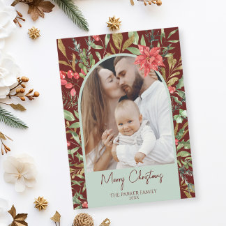 Elegant Botanical Christmas Festive Photo Frame Holiday Card