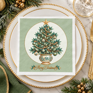 Elegant Botanical Christmas Tree Christmas Napkins