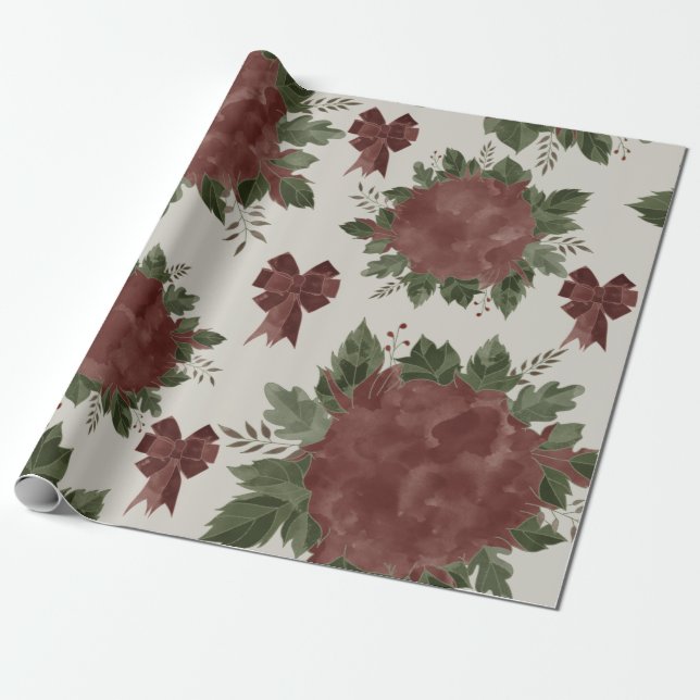 Elegant Botanical Christmas   Wrapping Paper (Unrolled)