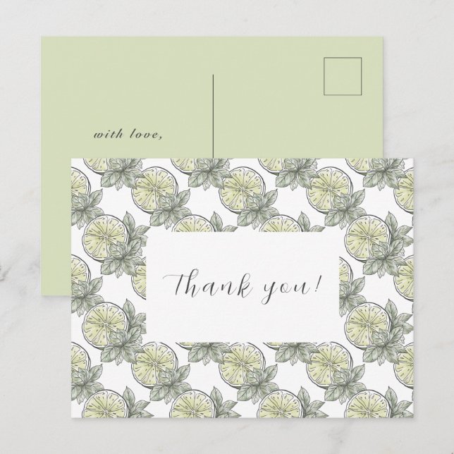 Elegant Botanical Citrus Fruit Thank You Postcard (Front/Back)