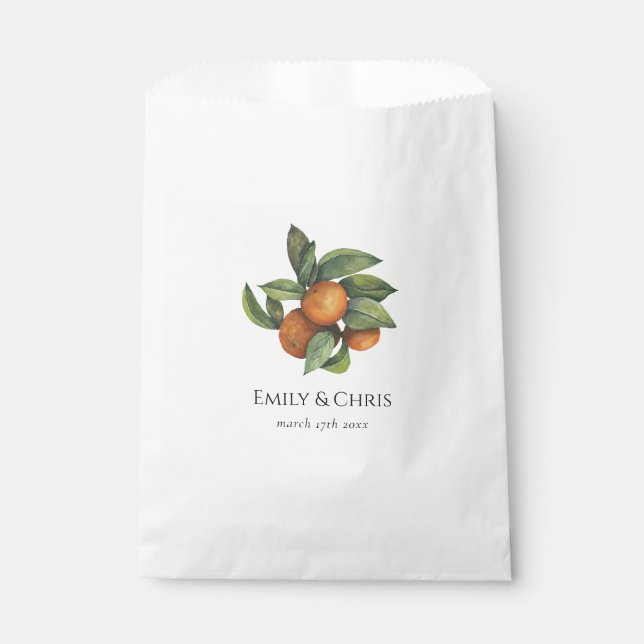 Elegant Botanical Citrus Greenery Favor Bag (Front)