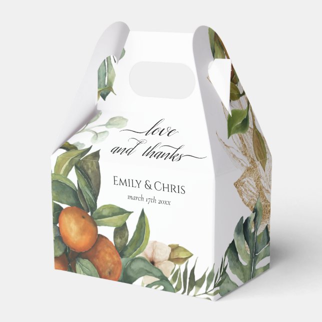 Elegant Botanical Citrus Greenery Favor Boxes (Front Side)