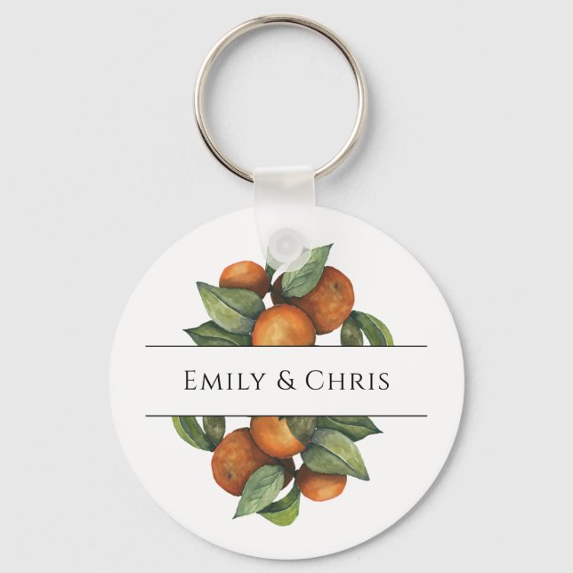 Elegant Botanical Citrus Greenery Keychain (Front)