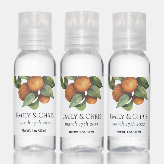 Elegant Botanical Citrus Greenery Wedding Hand Sanitizer (Set)