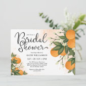 Elegant Botanical Citrus Orange Bridal Shower Invitation (Standing Front)
