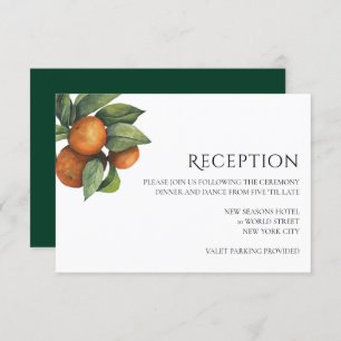 Elegant Botanical Citrus Wedding Reception Card