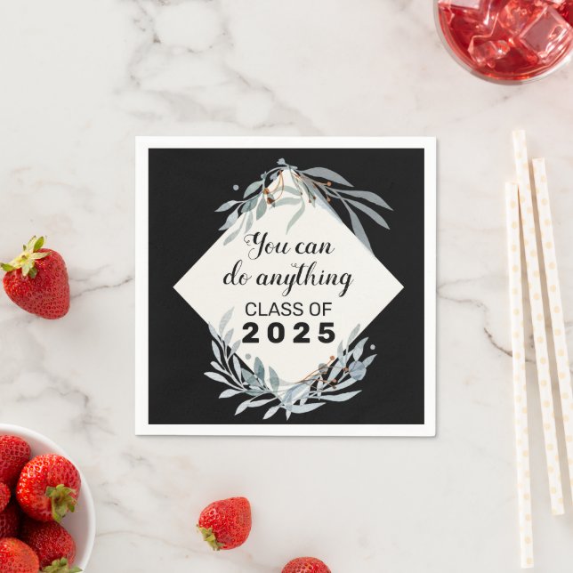Elegant Botanical Class of 2025 Graduation Party  Napkins (Insitu)