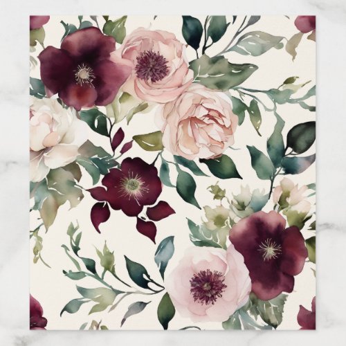 Elegant Botanical Classic Blush Pink Burgundy Fall Envelope Liner