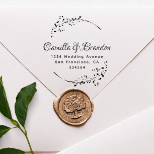 Elegant Botanical Classy Lettering Wedding Address Rubber Stamp