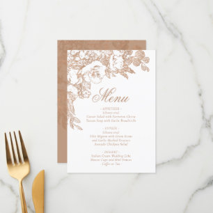 Elegant Botanical Copper Rose Gold Floral Menu