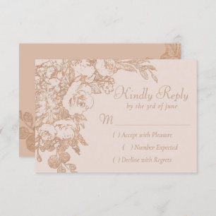 Elegant Botanical Copper Rose Gold Sophisticated RSVP Card