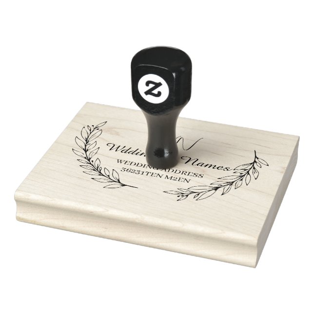 Elegant Botanical Couple Monogram Return Address Rubber Stamp (Stamp)