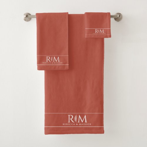 Elegant Botanical Couple's Terracotta Monogram