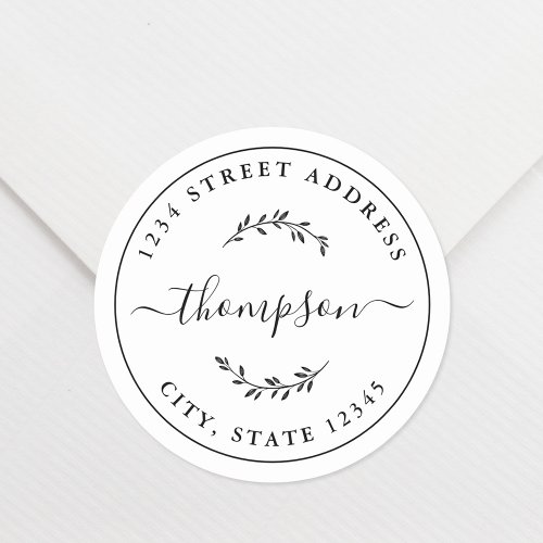 Elegant Botanical Custom Round Return Address Classic Round Sticker
