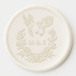 Elegant Botanical Doves Wedding Couple's Initials Wax Seal Sticker<br><div class="desc">Add a timeless, romantic touch to your wedding stationery with these elegant wax seal stickers featuring a beautifully detailed design. Each round sticker showcases an intricate illustration of two doves with a heart, surrounded by a delicate floral wreath, and customizable initials at the center. The classic embossed look on a...</div>