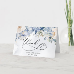  Elegant Botanical Dusty Blue Floral Wedding Letterpress Thank You Card