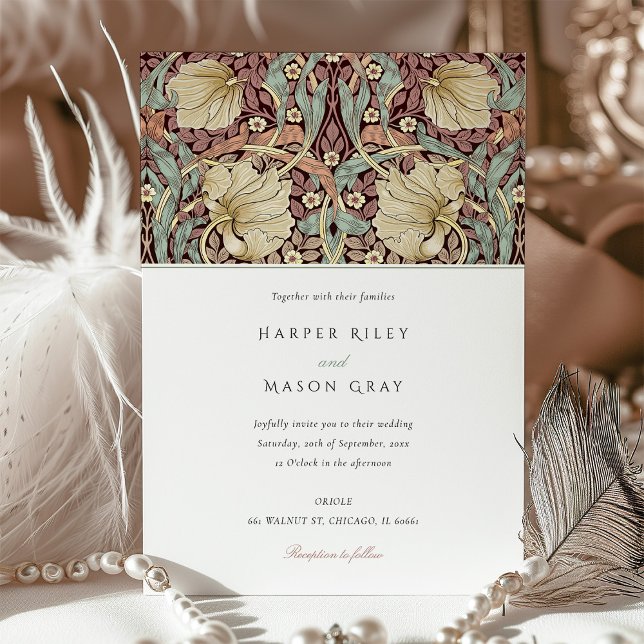 Elegant Botanical Dusty Pimpernel Wedding Invitation (Creator Uploaded)