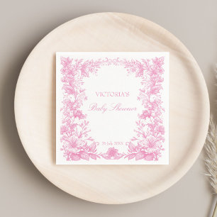 Elegant botanical dusty pink baby shower printed napkins