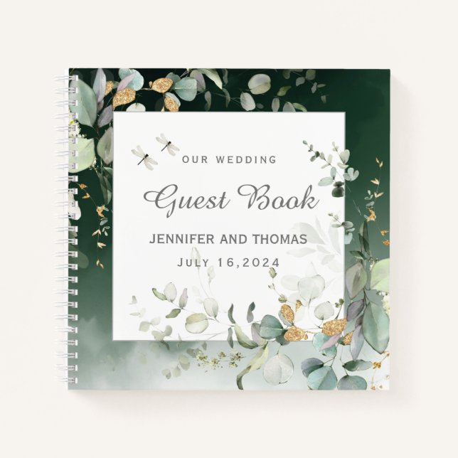 Elegant Botanical Eucalyptus Greenery Guest Book (Front)