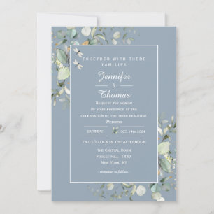 Elegant Botanical Eucalyptus Greenery Hydrangea Invitation