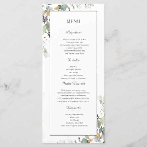 Elegant Botanical Eucalyptus Greenery Menu