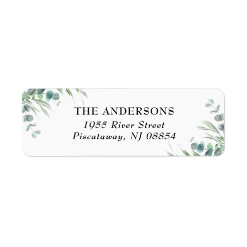 Elegant Botanical Eucalyptus Greenery Name Script  Label