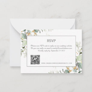 Elegant Botanical Eucalyptus Greenery  QR Code RSV Note Card
