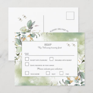 Elegant Botanical Eucalyptus Greenery   RSVP  Postcard
