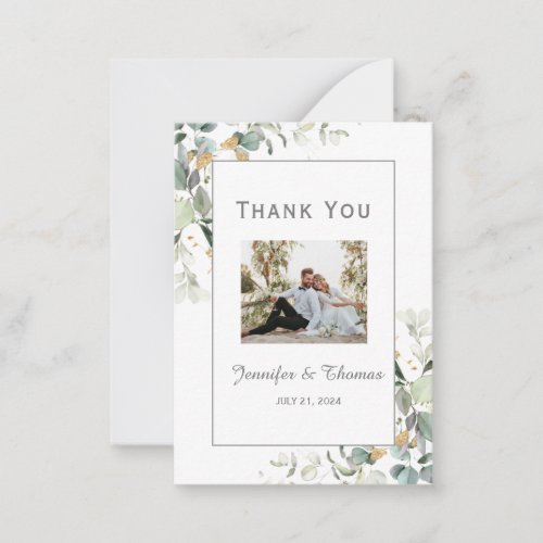 Elegant Botanical Eucalyptus Greenery Thank You    Note Card