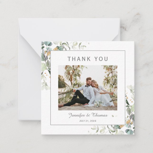 Elegant Botanical Eucalyptus Greenery Thank You  Note Card (Front)