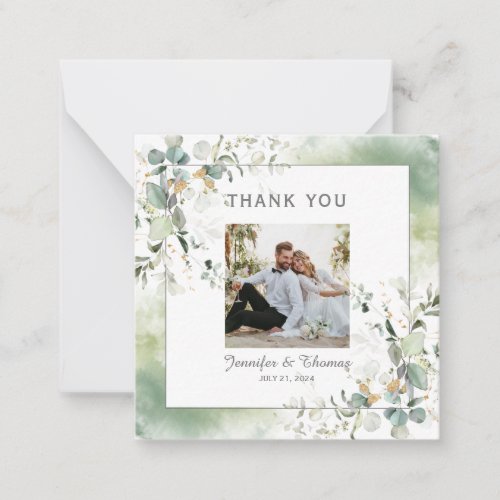 Elegant Botanical Eucalyptus Greenery Thank You Note Card