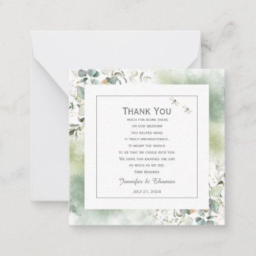 Elegant Botanical Eucalyptus Greenery Thank You Note Card