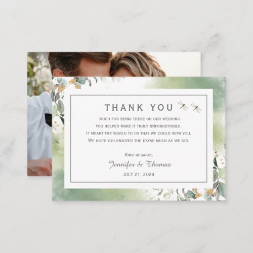 Elegant Botanical Eucalyptus Greenery Thank You  Note Card