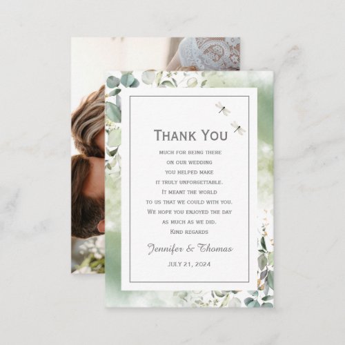 Elegant Botanical Eucalyptus Greenery Thank You  Note Card