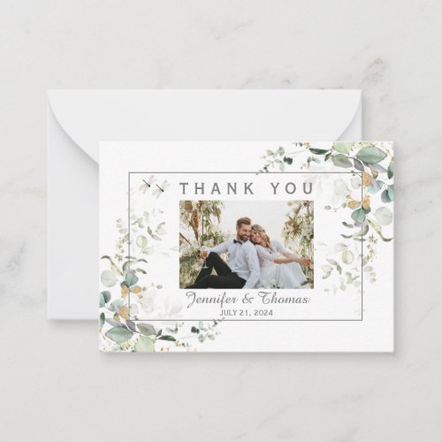 Elegant Botanical Eucalyptus Greenery Thank You  Note Card