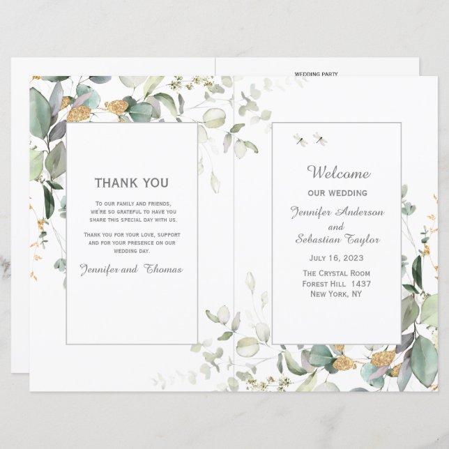 Elegant Botanical Eucalyptus Greenery Wedding  (Front/Back)