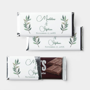 Elegant Botanical Eucalyptus Leaf Fall Wedding Hershey Bar Favors